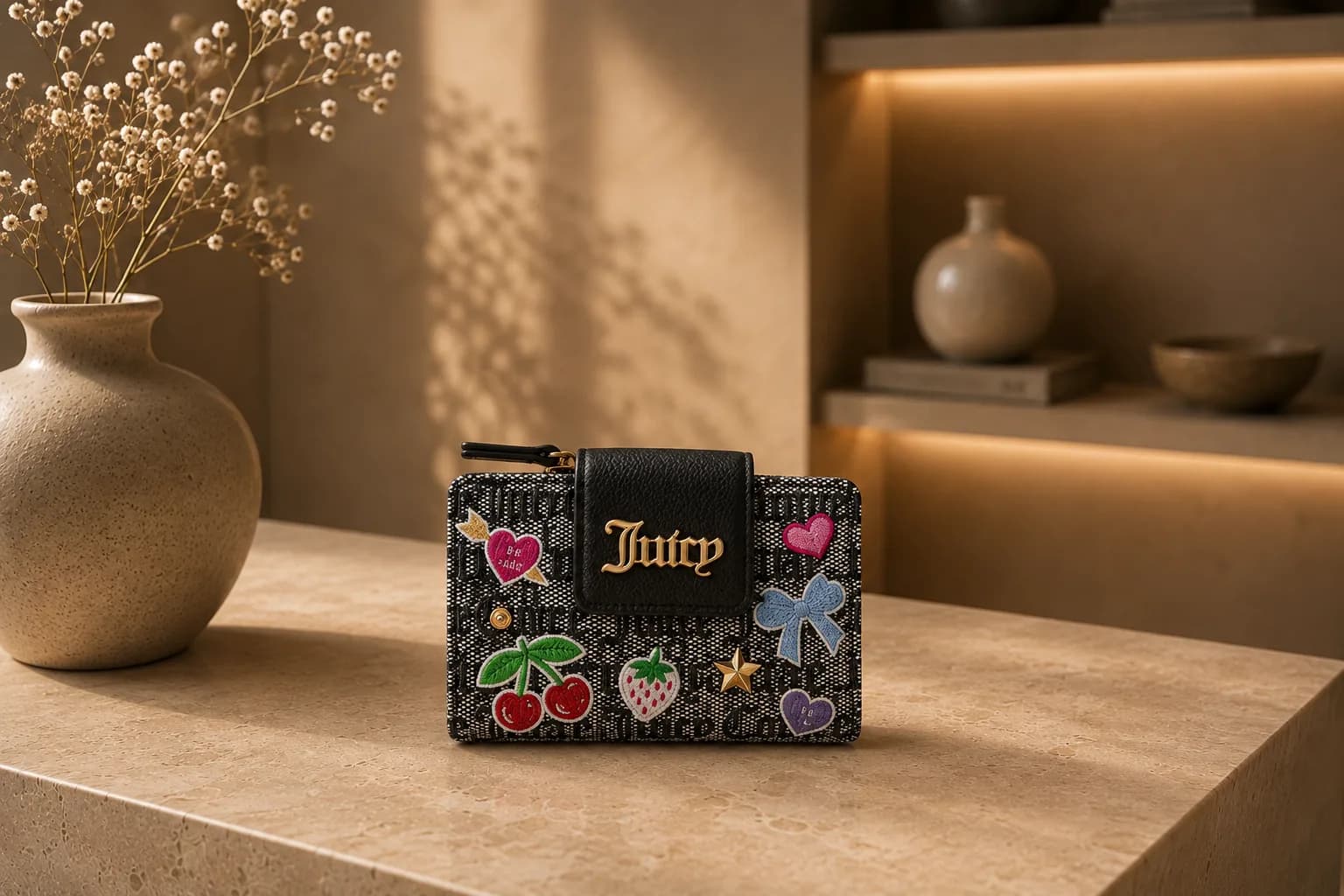 Cartera Juicy Couture presentada en una escena editorial de MILA.