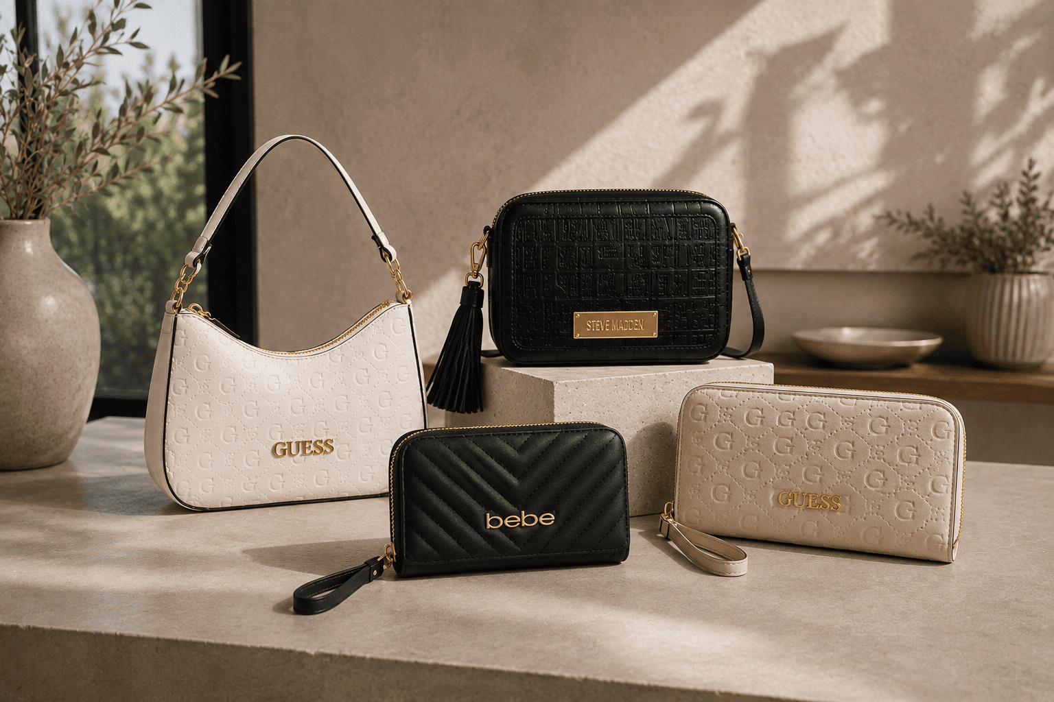 Selección de bolsos presentada en una escena editorial de MILA.