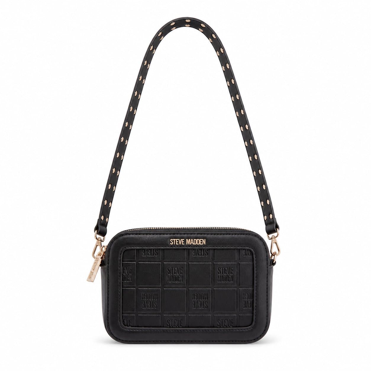 Bolsa Crossbody Steve Madden con monograma grabado y logo metálico